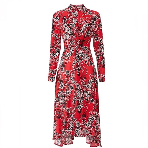 Free People | Shirt Dress | Red printed | Tough Love | Maxi | Size 12 | Boho - Picture 10 of 11